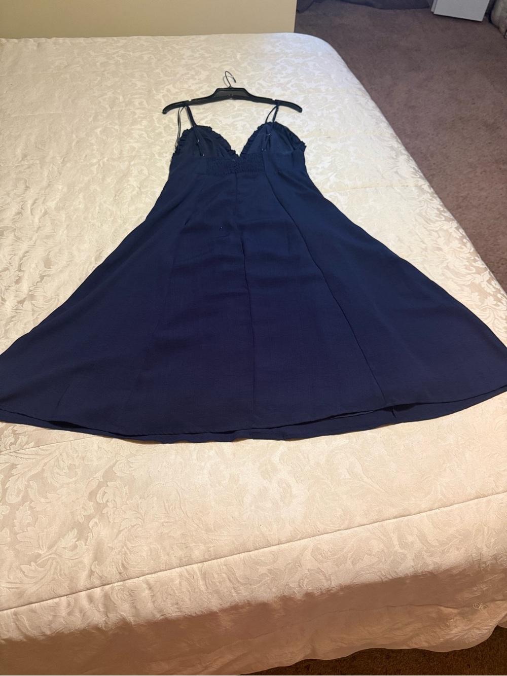 Navy Spaghetti Strap A-Line Dress